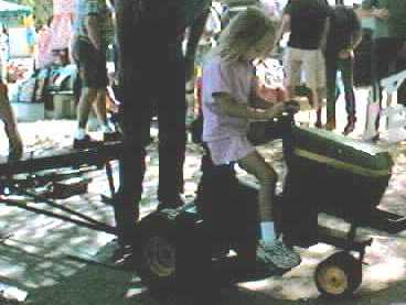 Joan competing in a Tractor Pull at Beecher Island, Colorado