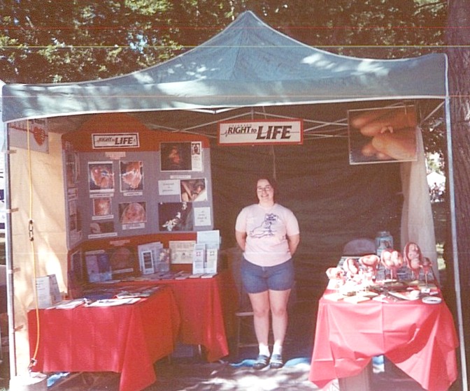 Debbie at the Colorado Right to Life booth at the 2004 People's Fair in Denver